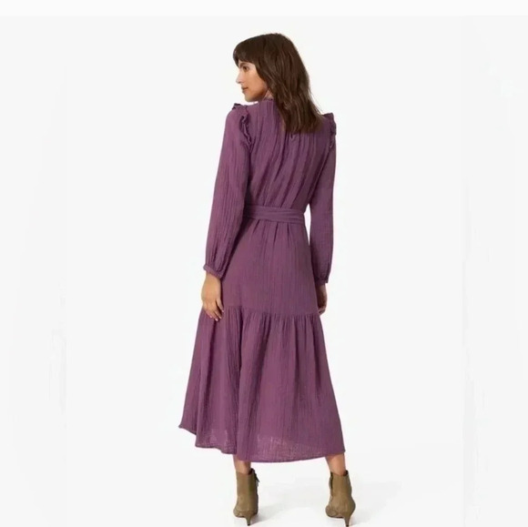 XIRENA Charcoal Gray Cotton Iconic Chelsea Gauze Mia Tiered Hem Dress(M) - Picture 3 of 11